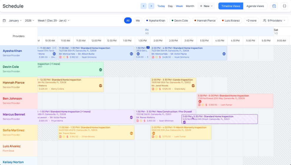 Operations Control - Multi-resource scheduling calendar