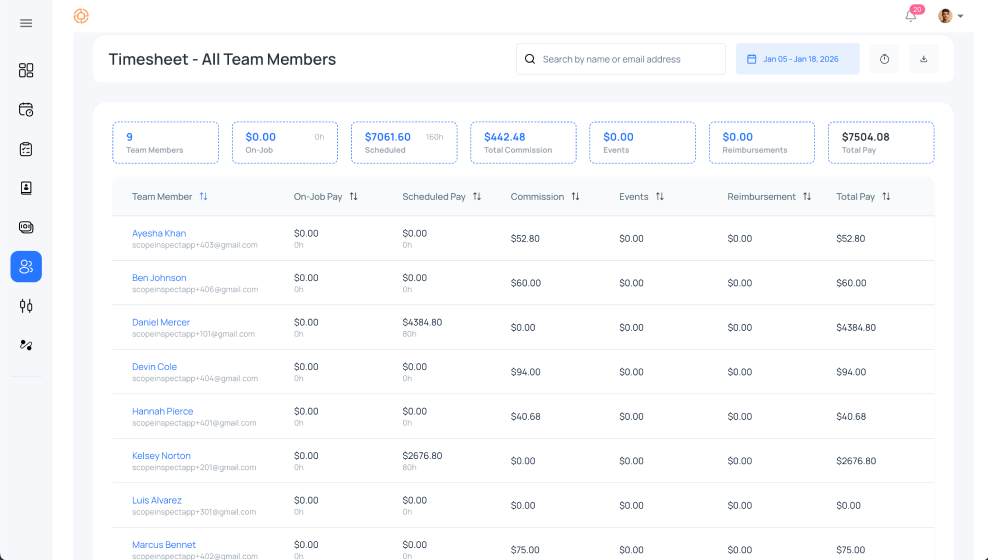 Team Scale & Payroll - Timesheet management